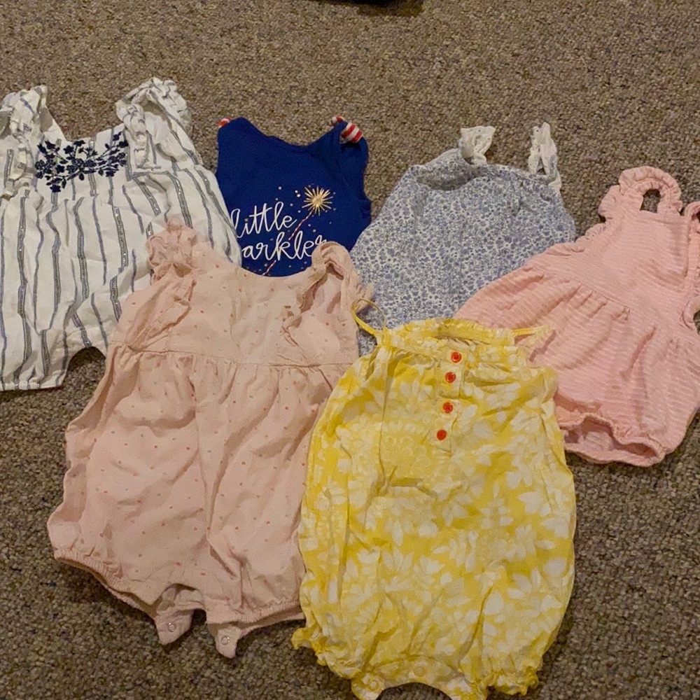 Set of 6 baby girl rompers. 12-18 months